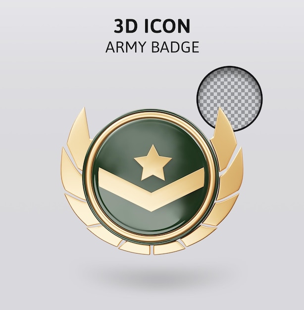 PSD insignes de l'armée illustration de rendu 3d