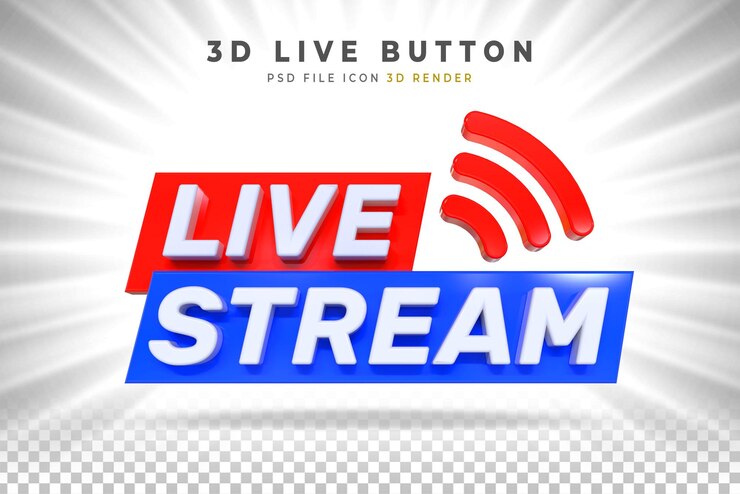 PSD insignia 3d de transmisión en vivo aislada