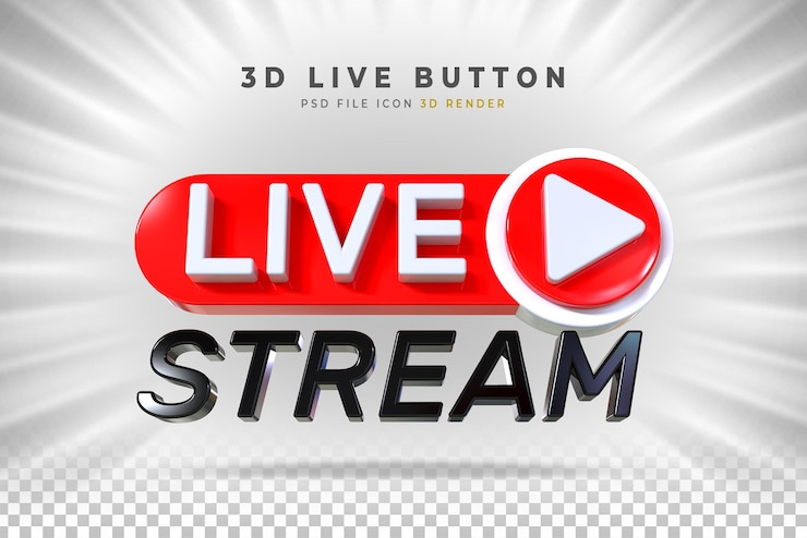 PSD insignia 3d de transmisión en vivo aislada