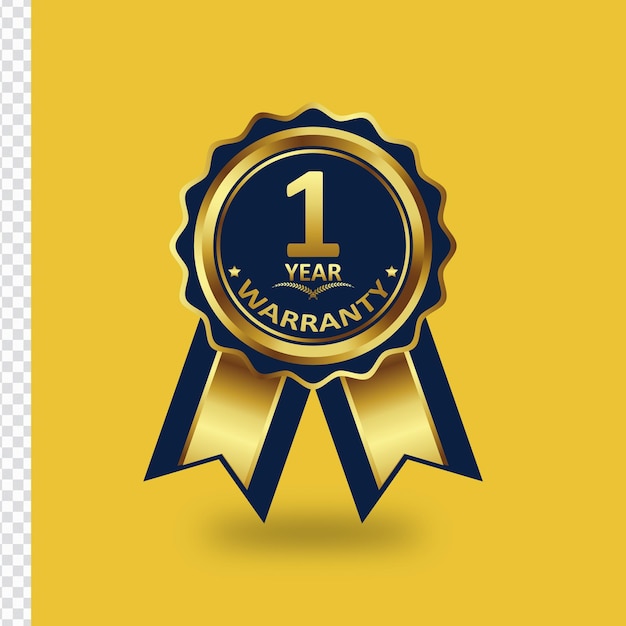 PSD una insignia azul y amarilla con la garantía de 1 año.