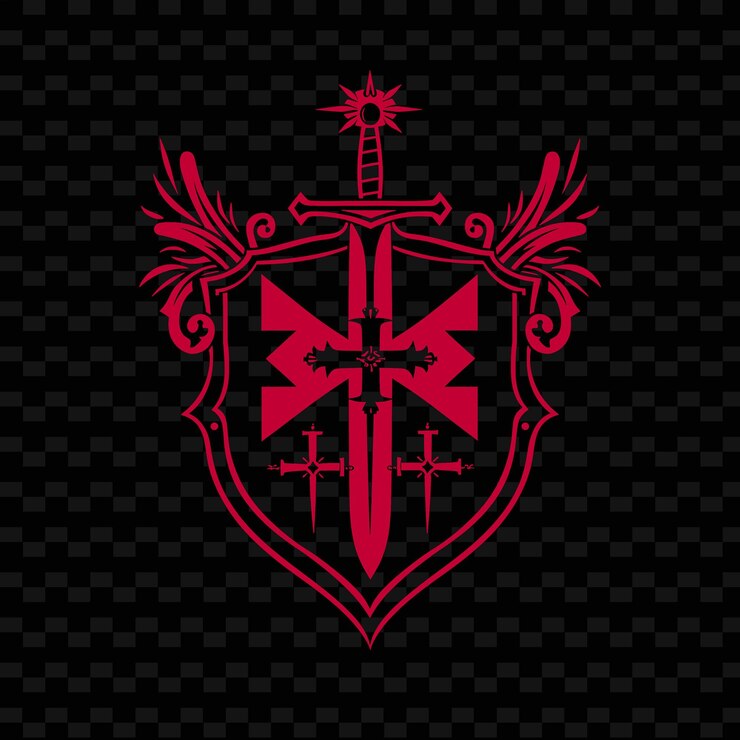 PSD insignia de caballero templario real con cruces y espadas para decoración diseños vectoriales tribales creativos