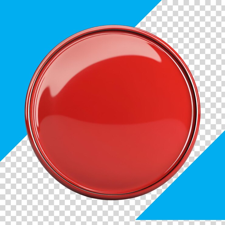 PSD insignia circular roja con acabado brillante