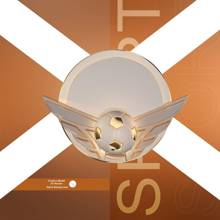 PSD insignia de deporte de oro render 3d