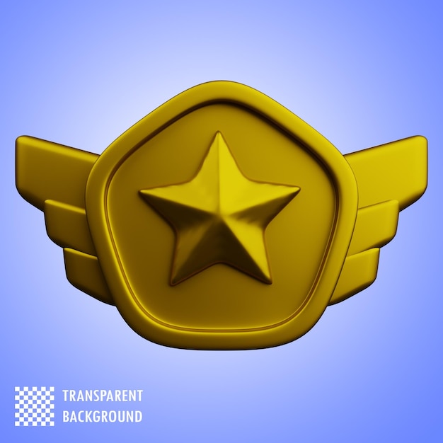 Insignia de estrella dorada con alas