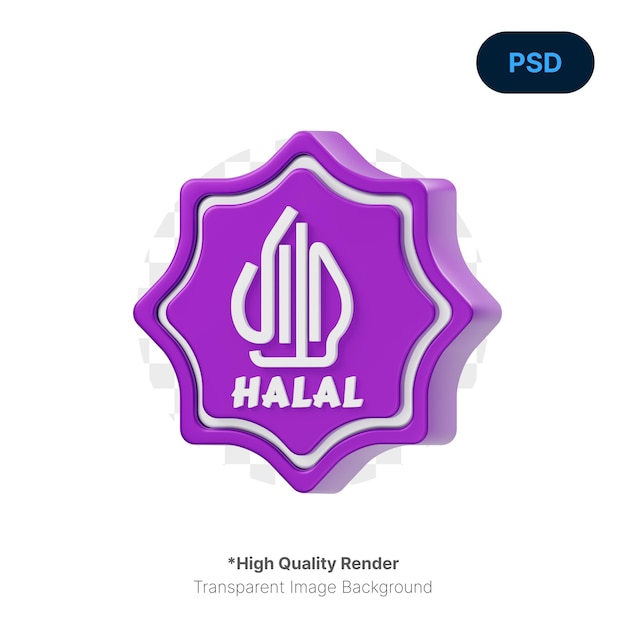 PSD la insignia halal 3d icon premium psd