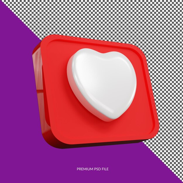 Insignia de icono de botón 3d minimalista de amor aislado