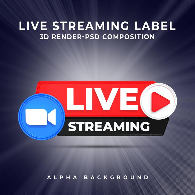 PSD insignia de icono de renderizado 3d de transmisión en vivo de zoom