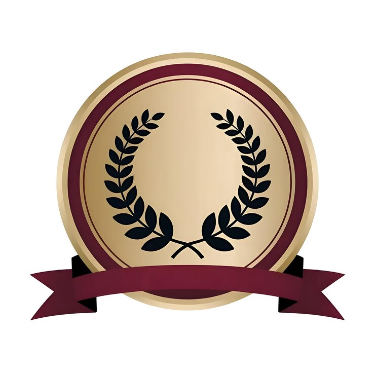 PSD insignia de oro con corona de laurel y cinta