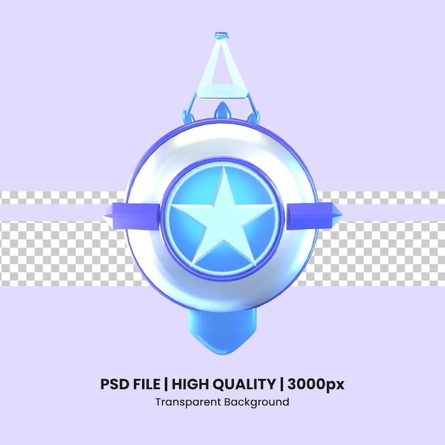 PSD insignia de plata de videojuegos de icono 3d aislada en el fondo transparente