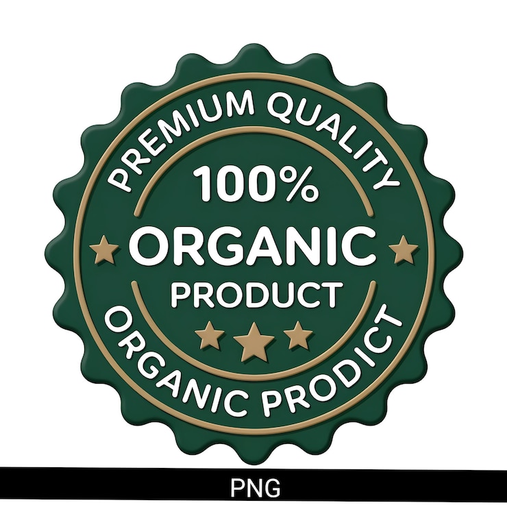 PSD insignia de producto ecológico de calidad premium 100