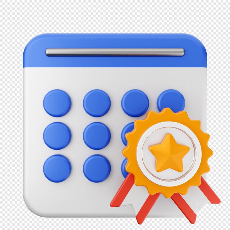 PSD insignia de recompensa del calendario 3d
