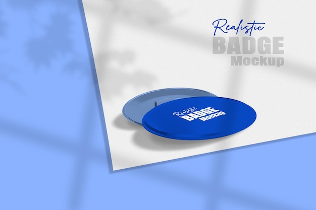 Insignia redonda em alfinete de metal Insignia realista Mockup