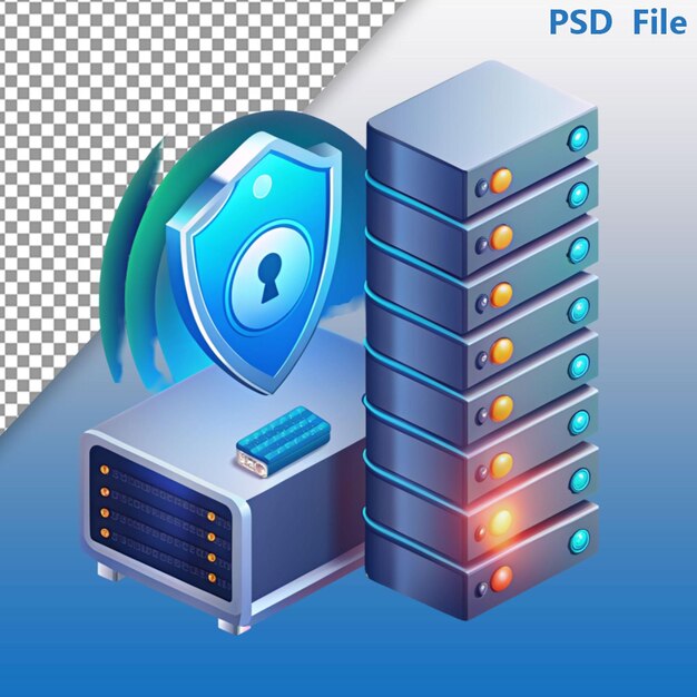 PSD insignia de seguridad de internet 3d