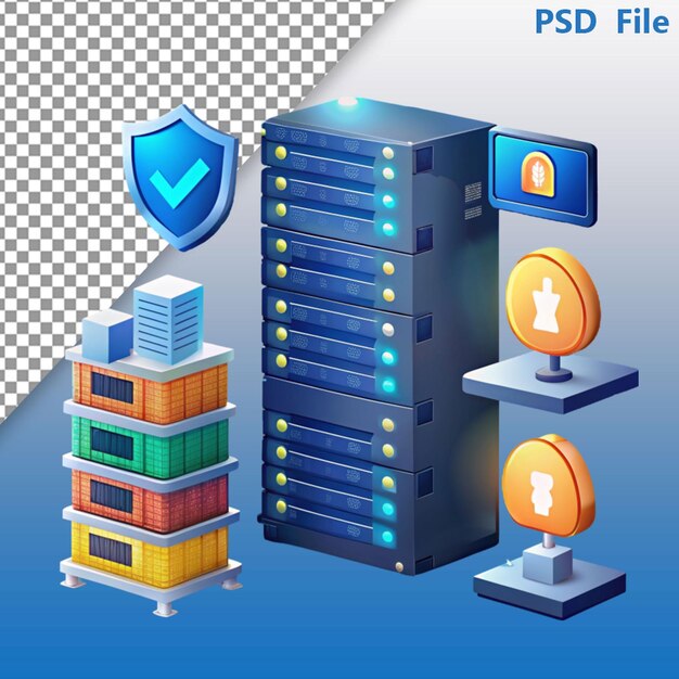 PSD insignia de seguridad de internet 3d