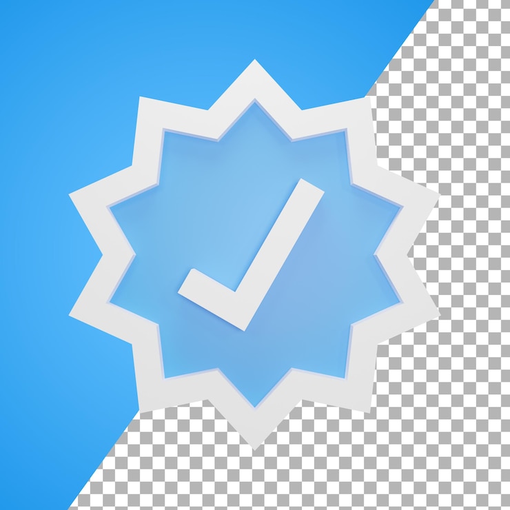 PSD insignia verificada icono de redes sociales 3d render aislado