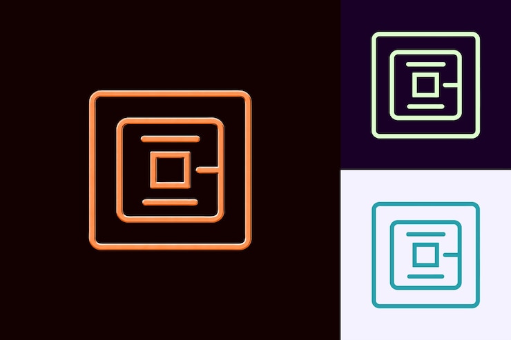PSD insira ícone de imagem com um pequeno contorno quadrado e algumas linhas abstract minimalist icon designs