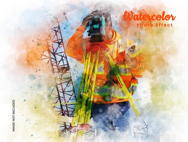 El inspector de efectos fotográficos de acuarela en la construcción