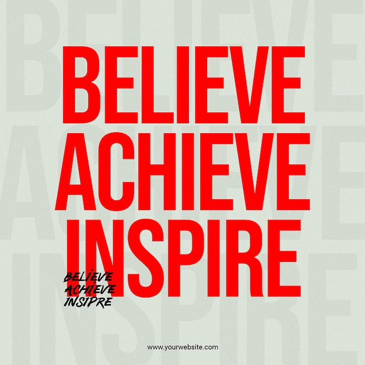 PSD inspire citações tipografia believe instagram post template