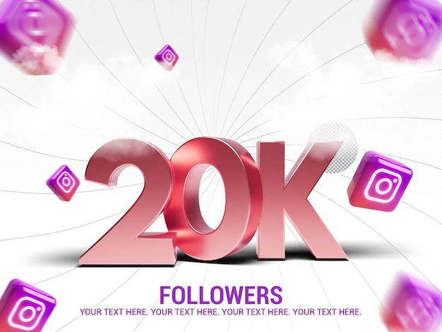 Instagram 1000k seguidor celebración PSD con texto editable