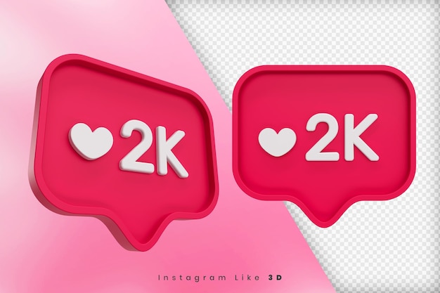 Instagram 2k Comme Rendu 3d Isolé Psd Premium