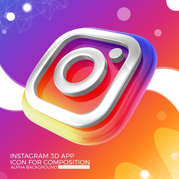 PSD instagram 3d app symbol für komposition