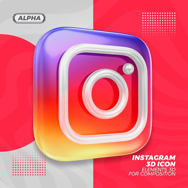 Instagram 3d icon rendering rendering