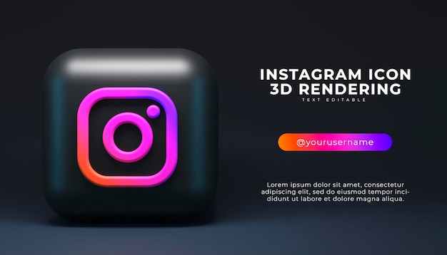 Instagram 3d-render-anwendungslogo hintergrund youtube-social-media-plattform