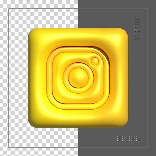 Instagram 3d Rendering Social Media Icono dorado brillante para composición Psd (2)