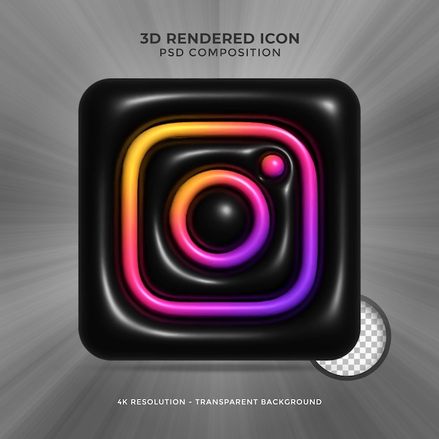 Instagram 3d renderização ícone brilhante colorido de mídia social para composição