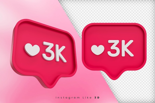 Instagram 3k como renderizado 3d aislado psd premium
