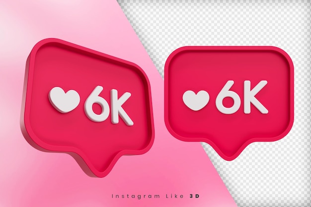 Instagram 6k como render 3d aislado psd premium