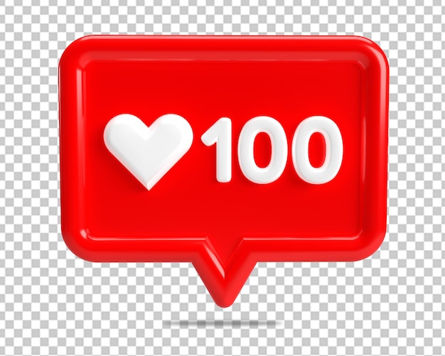 Instagram amore come segno 100 numero 3d rendering