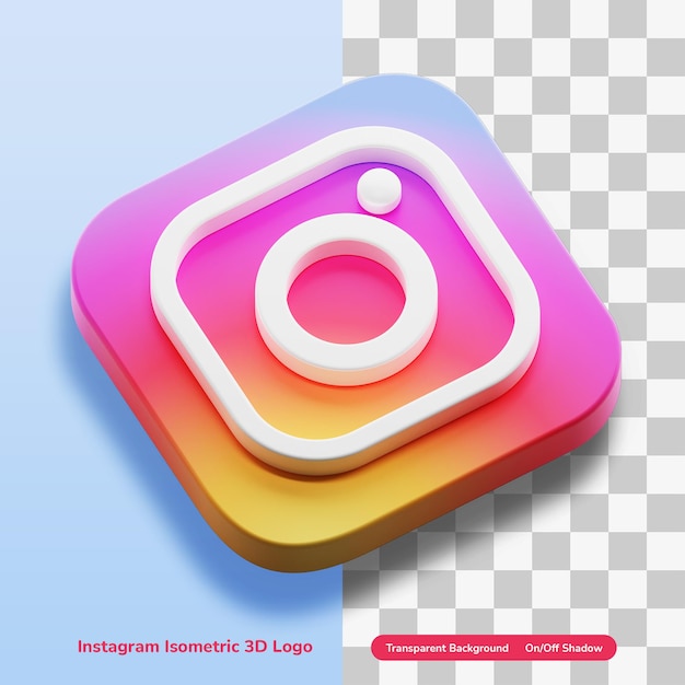 PSD instagram apps isométrique 3d style logo concept icône dans le coin rond carré isolé