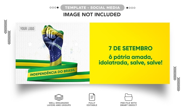 Instagram-Bannervorlage für soziale Medien Unabhängigkeit von Brasilien bis zum 7. September