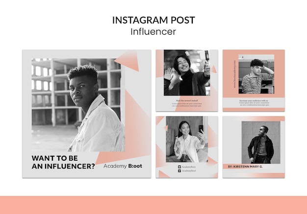 PSD instagram-beiträge von gradient influencer