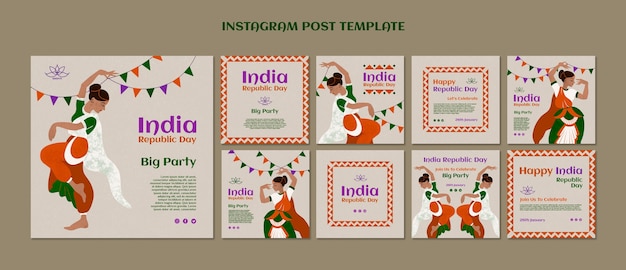 PSD instagram-beiträge zum tag der republik indien