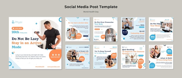 PSD instagram-beiträge zum weltgesundheitstag