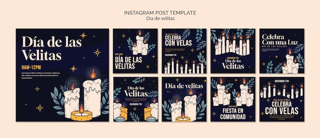 PSD instagram-beiträge zur feier des dia de las velitas