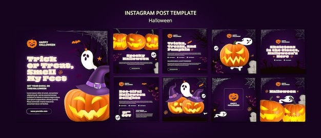 PSD instagram-beiträge zur halloween-feier