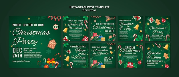 PSD instagram-beiträge zur weihnachtsfeier