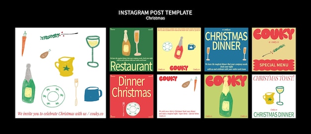 PSD instagram-beiträge zur weihnachtsfeier