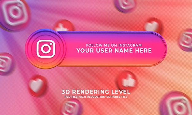 Instagram Benutzername 3D-Rendering Lower Thirds Banner