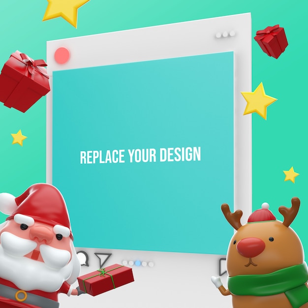 Instagram Buon Natale 3D rendering Mockup Design