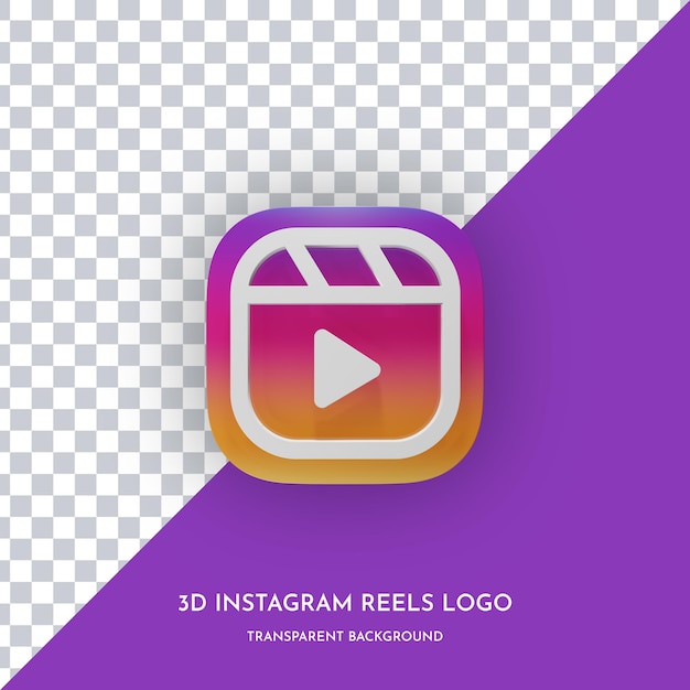 Instagram carretes icono de estilo 3d vista frontal