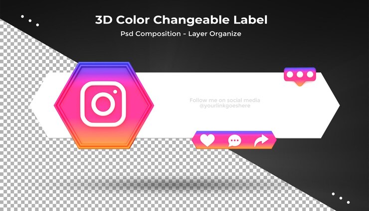 PSD instagram conéctanos en las redes sociales tercio inferior diseño 3d icono de representación