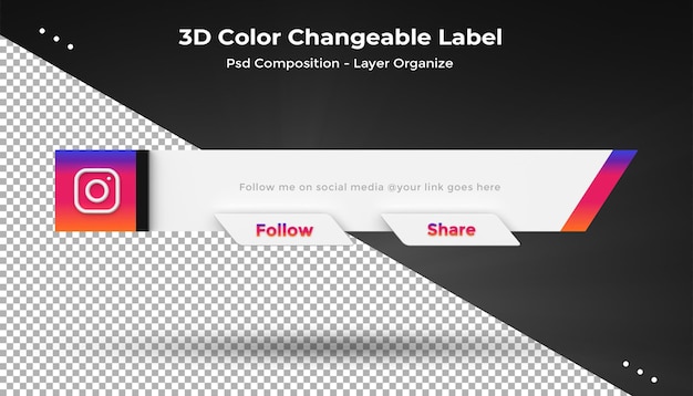 Instagram Connect Us sui social media inferiore terzo 3d design render icona badge