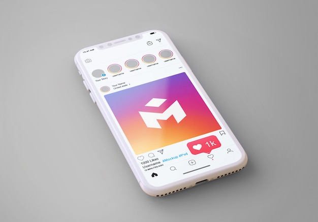 Instagram de mídia social no modelo de telefone móvel