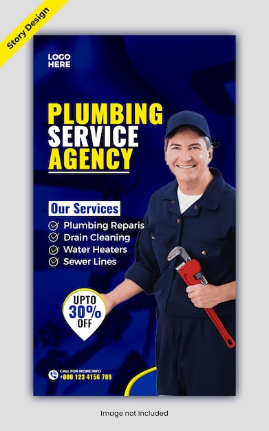 PSD instagram-design-vorlage für die plumbing-service-geschichte