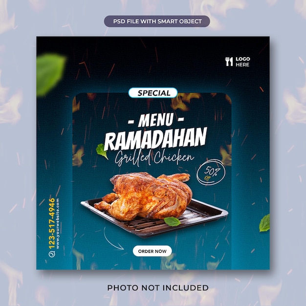 PSD instagram feed especial menu ramadhan