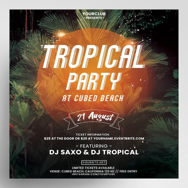 Instagram-flyer der tropical sound party